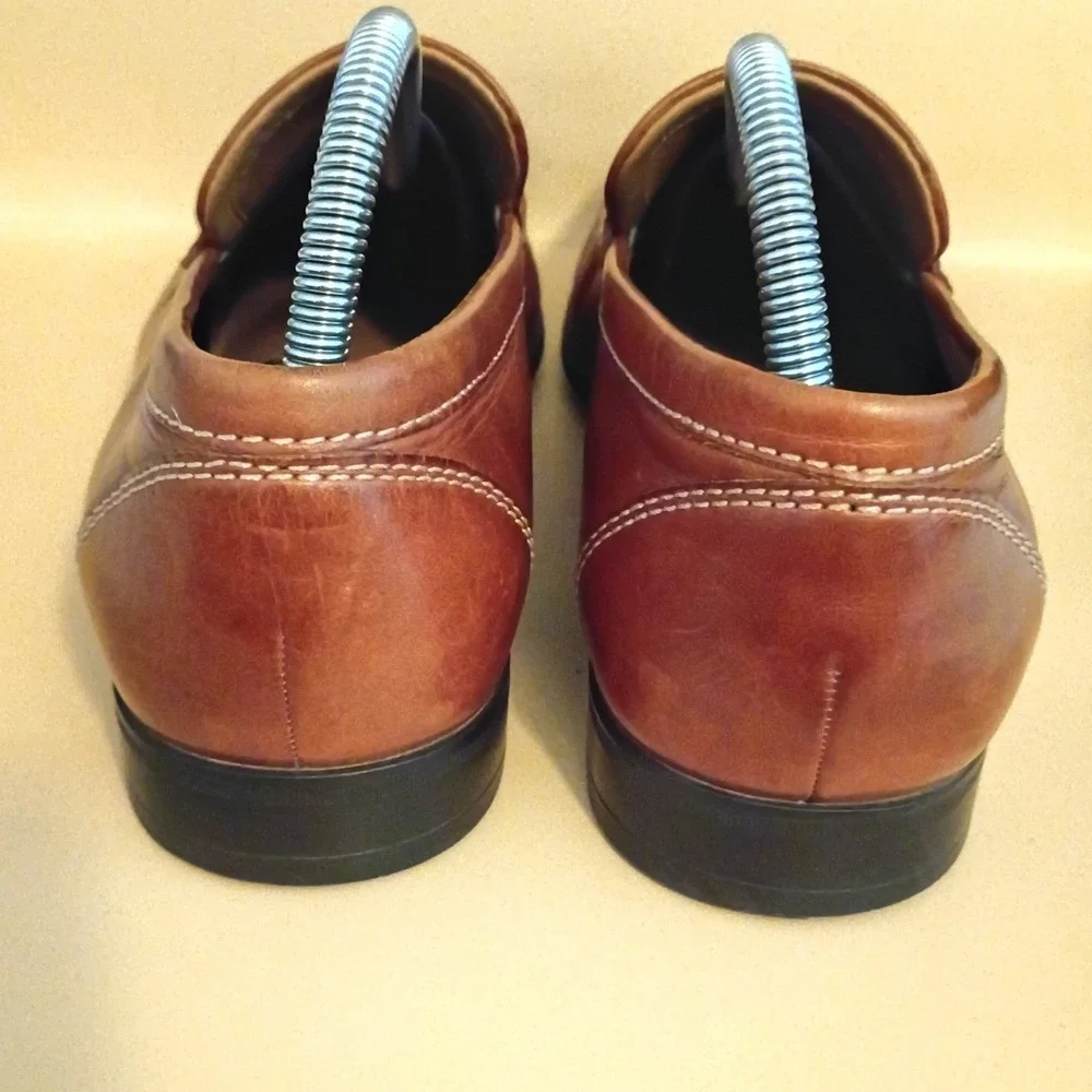 Johnston & Murphy Penny Loafers‎ Mens 9M Brown Leather Sheepskin Lining Slip On